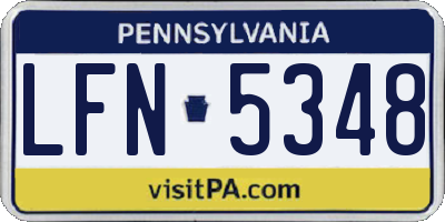 PA license plate LFN5348