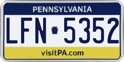 PA license plate LFN5352