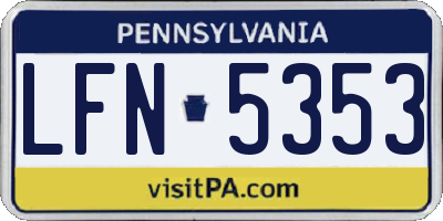 PA license plate LFN5353