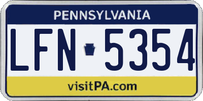 PA license plate LFN5354