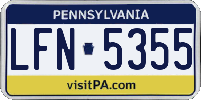 PA license plate LFN5355
