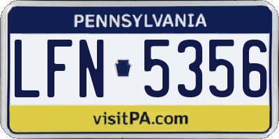 PA license plate LFN5356