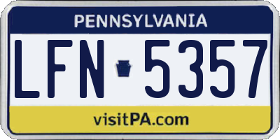 PA license plate LFN5357
