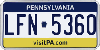 PA license plate LFN5360