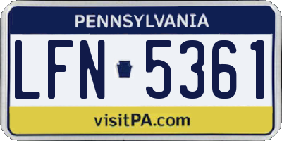 PA license plate LFN5361