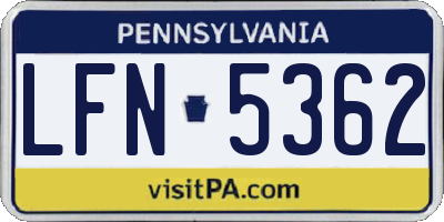 PA license plate LFN5362