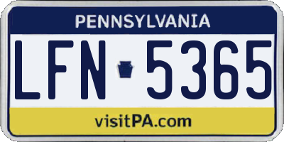 PA license plate LFN5365