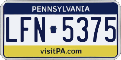 PA license plate LFN5375
