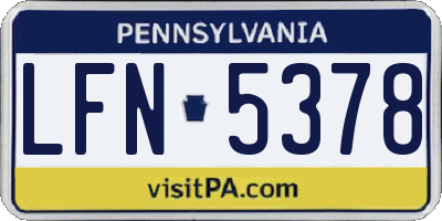 PA license plate LFN5378