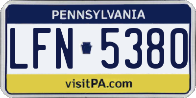 PA license plate LFN5380