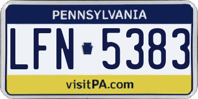 PA license plate LFN5383
