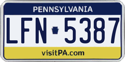 PA license plate LFN5387