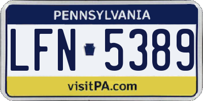 PA license plate LFN5389