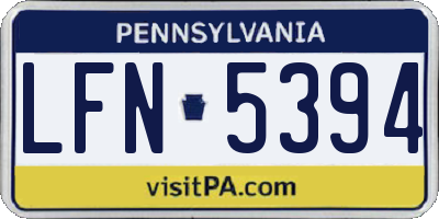 PA license plate LFN5394