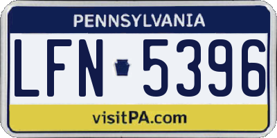 PA license plate LFN5396