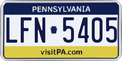PA license plate LFN5405