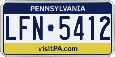 PA license plate LFN5412