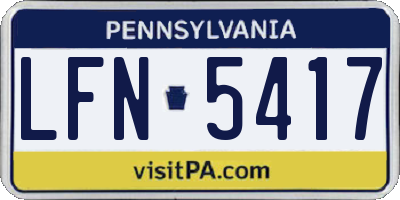 PA license plate LFN5417