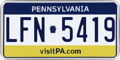 PA license plate LFN5419