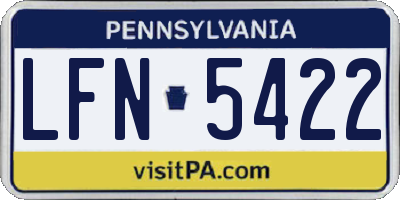 PA license plate LFN5422