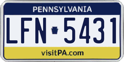 PA license plate LFN5431