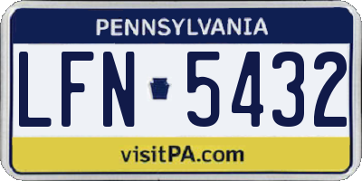 PA license plate LFN5432