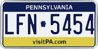 PA license plate LFN5454