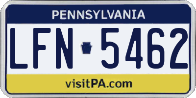 PA license plate LFN5462