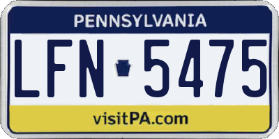 PA license plate LFN5475
