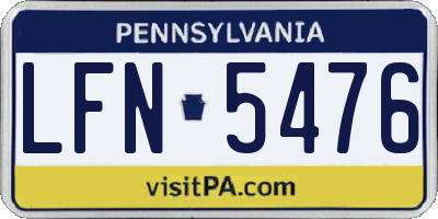 PA license plate LFN5476