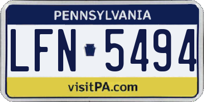 PA license plate LFN5494