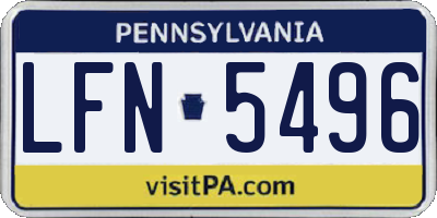 PA license plate LFN5496