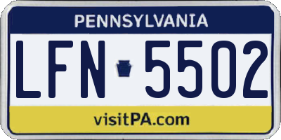 PA license plate LFN5502