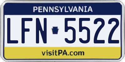 PA license plate LFN5522