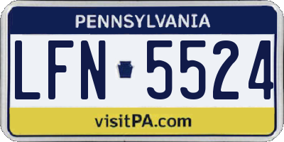 PA license plate LFN5524