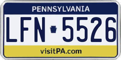 PA license plate LFN5526