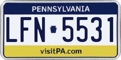 PA license plate LFN5531