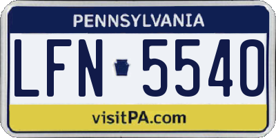 PA license plate LFN5540