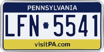 PA license plate LFN5541