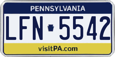 PA license plate LFN5542