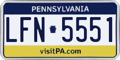 PA license plate LFN5551