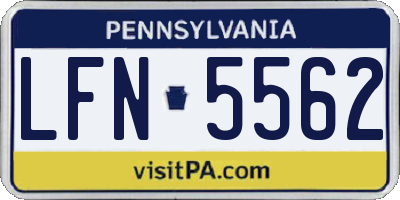 PA license plate LFN5562