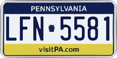 PA license plate LFN5581