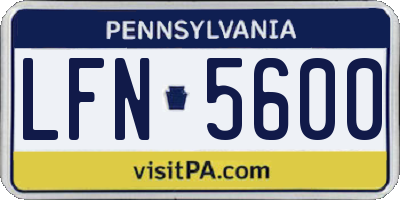 PA license plate LFN5600