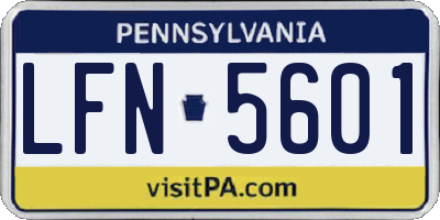 PA license plate LFN5601