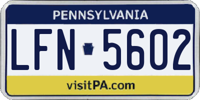 PA license plate LFN5602