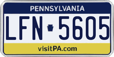 PA license plate LFN5605