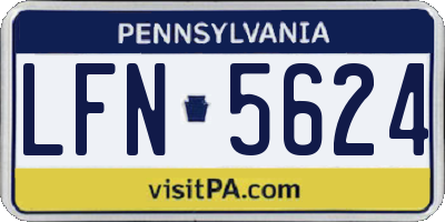 PA license plate LFN5624