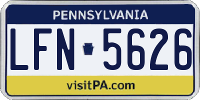 PA license plate LFN5626