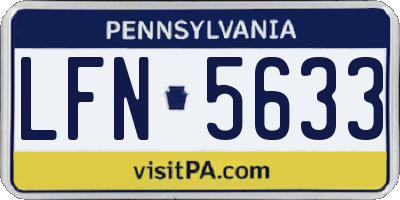PA license plate LFN5633